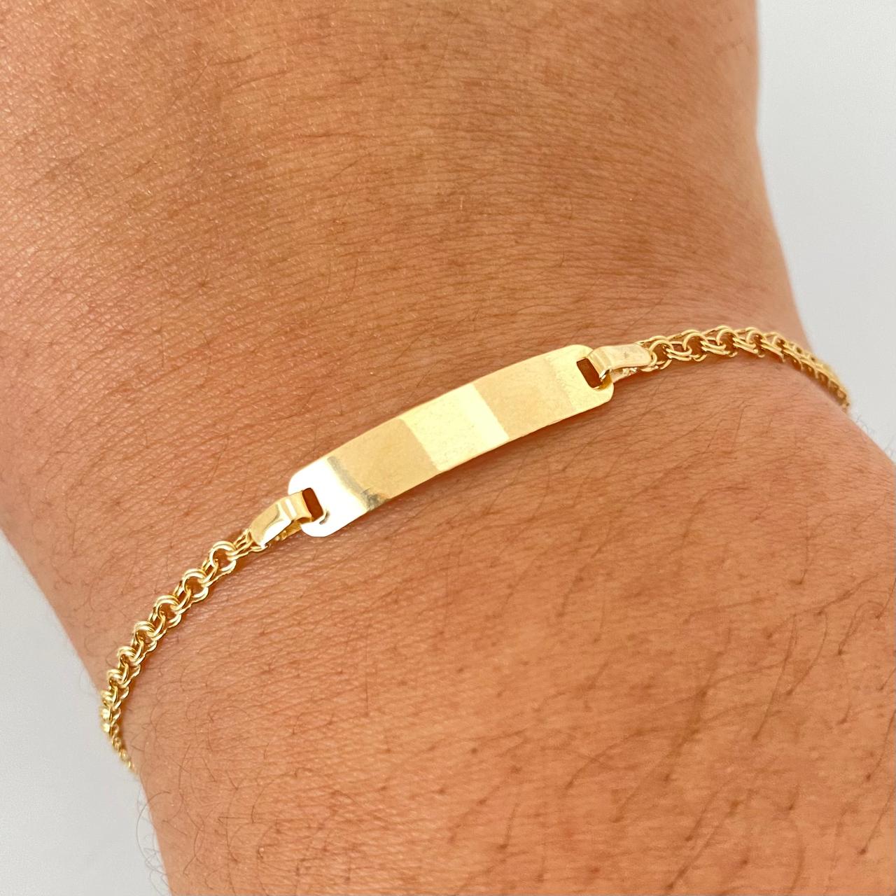 Pulso bebé aro seguido placa rectangular Oro amarillo 18k 1,15 Gr / 15 Cm  Broche 0,15